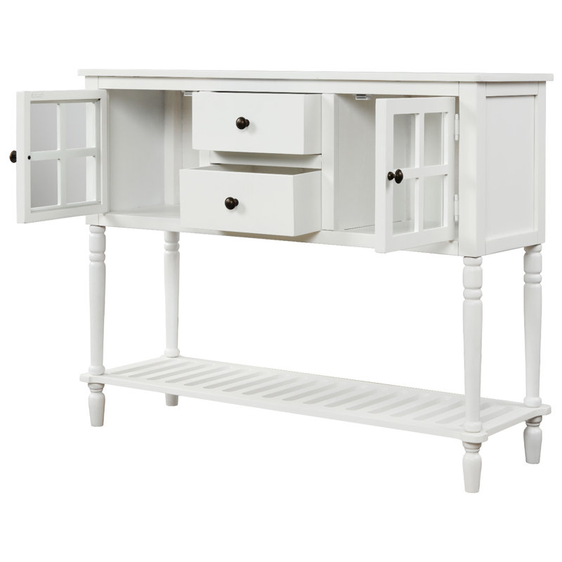Barkell Sideboard,Buffet table,Dining cabinet,Office credenza with Bottom Shelf and 2 Drawer, White