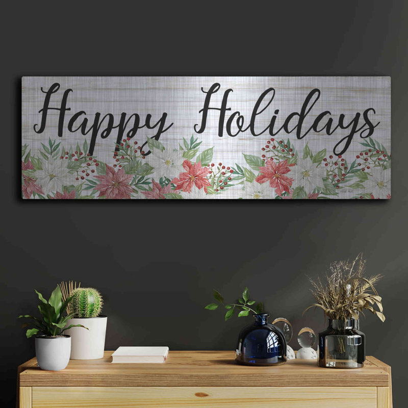 «Happy Holiday Sign» par Cindy Jacobs, art mural en métal, H 12 po x l 36 po