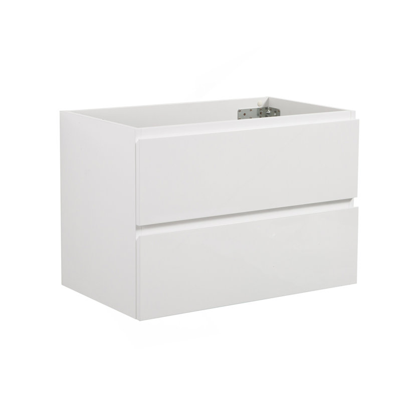 Armoire murale SANS lavabo, couleur blanche, avec deux tiroirs, pré-assemblée, Blanc