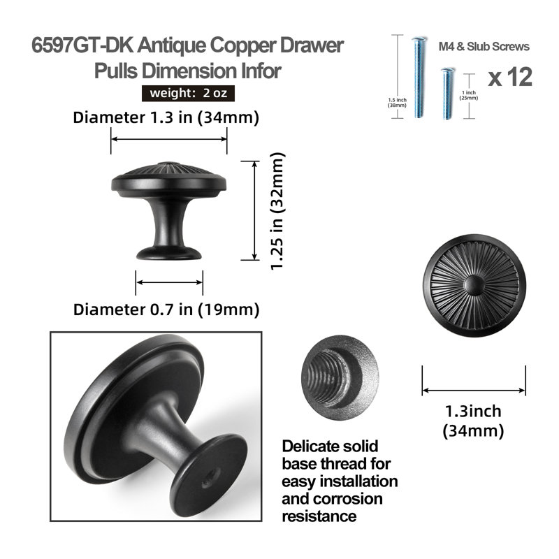 1.3" Diameter Mushroom Knob, Matte Black