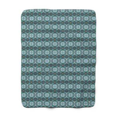 Jeté en molleton Sherpa - motif géométrique bleu