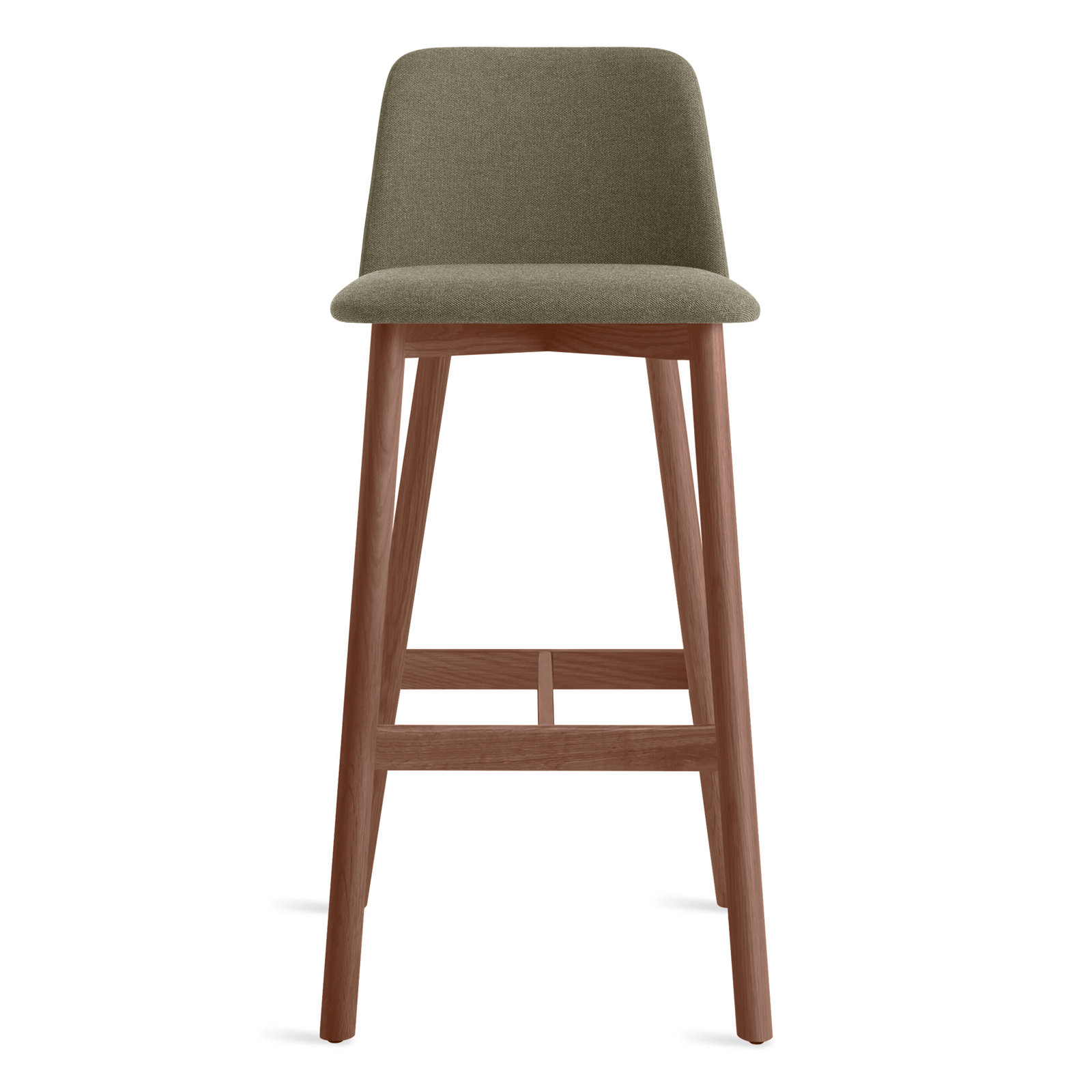 Chip Stool, Walnut, Bar Stool (31" Seat Height), Toohey Olive Plainweave