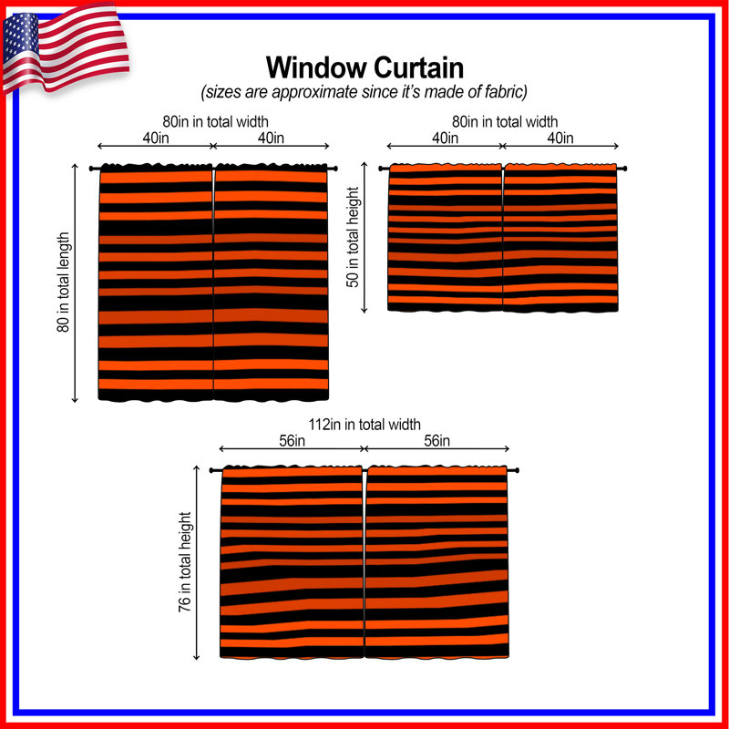 Rideaux obscurcissant et obscurcissant noir et orange - 2 panneaux, Obscurcissement de chambre, 40in x 80in - 2 panels
