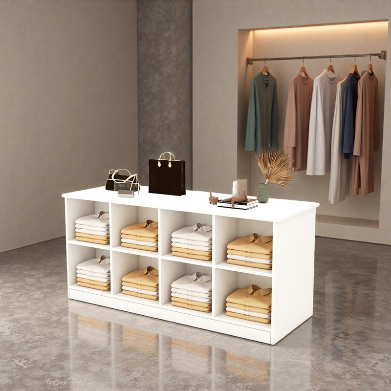 Présentoir simple à double face pour magasin de vêtements, Blanc