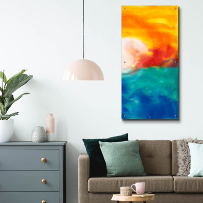  «Marsh Sunrise 2» par Alicia Ludwig, art mural en verre acrylique, 24 po x 48 po