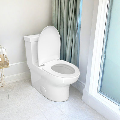 APRESSHUI 1.6 Gallons GPF Elongated Floor Mounted One-Piece Toilet (Seat Included)