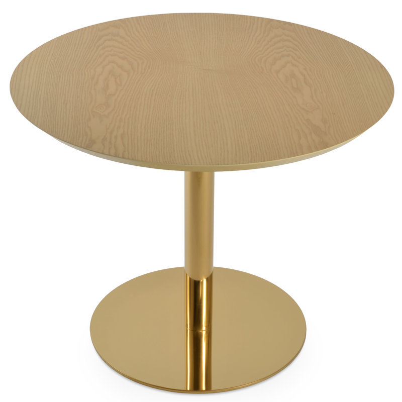 Table de salle à manger à piédestal 35,5 po Tango, Or brossé