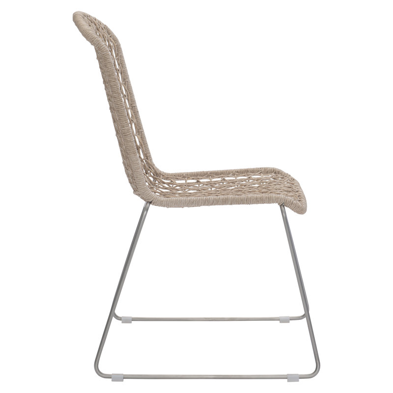Carmel Beige Woven Wicker Outdoor Dining Chair