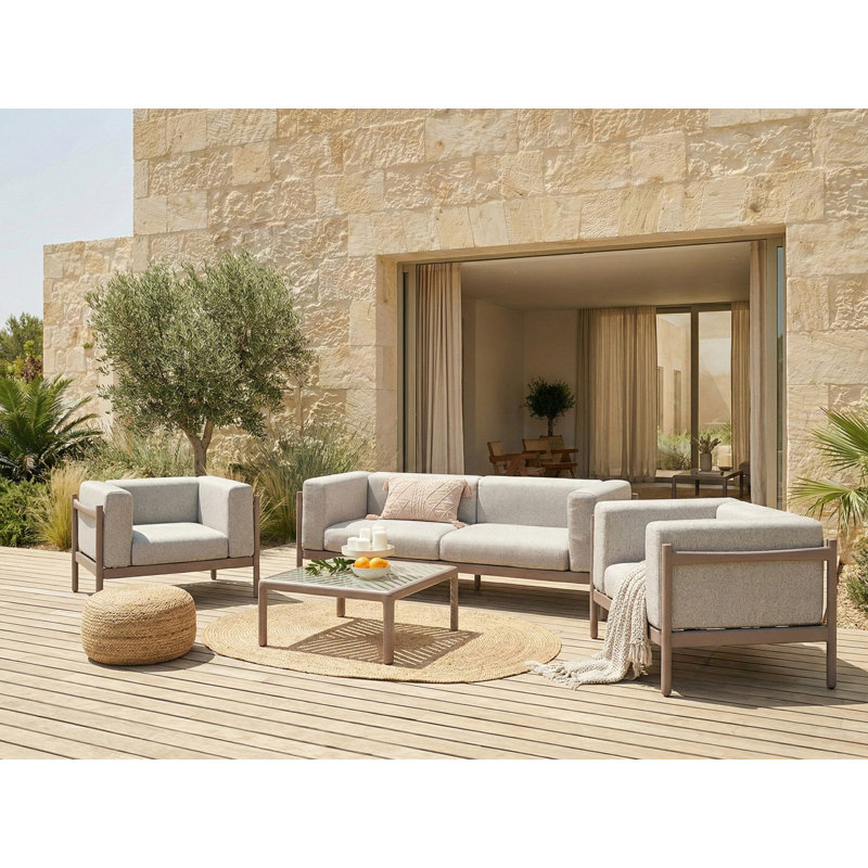 Garden Lounge Set with Table 4 Seater FERRETTI Taupe