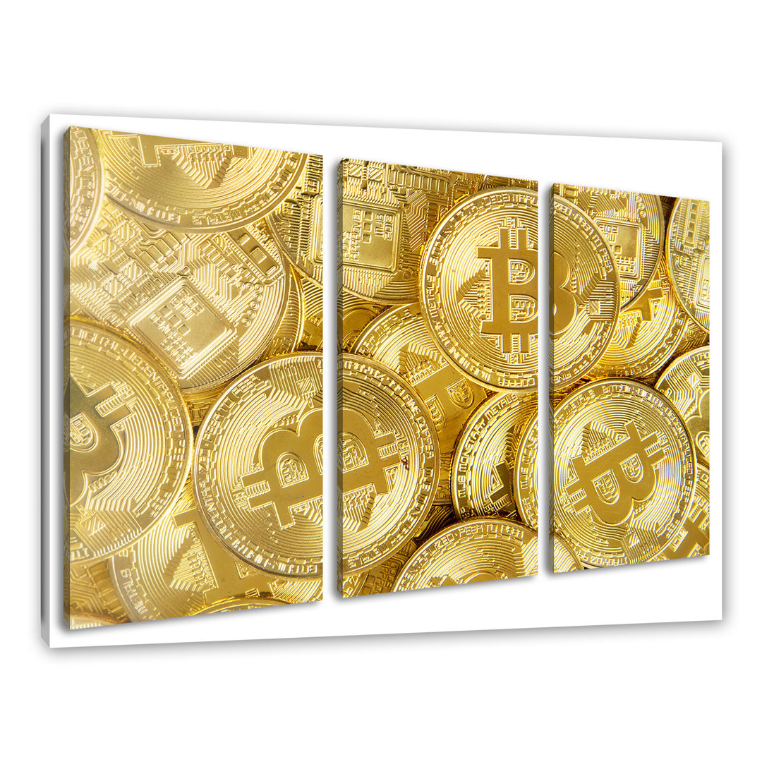 Leinwandbild Goldfarbene Bitcoins BTC