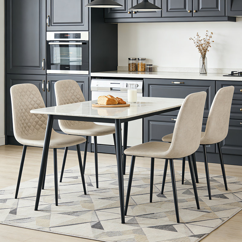 Penbrook Vintage Upholstered Suede Armless Dining Chair, Beige