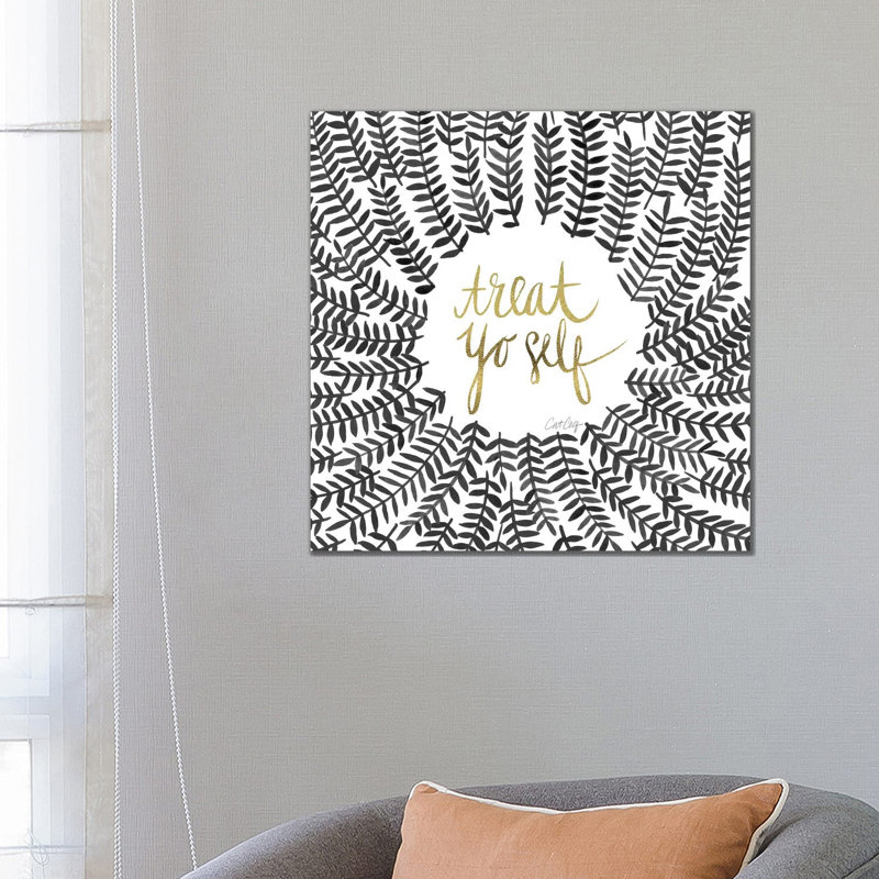 Treat Yo Self, Black 1 Piece Wrapped Canvas Wall Art