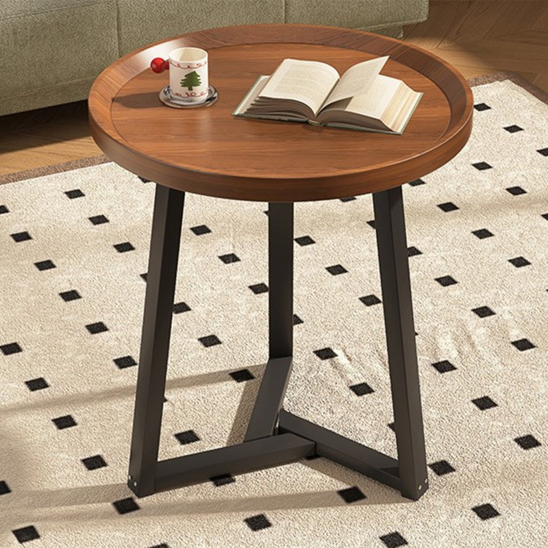 Petite table de bout à plateau rond en bois massif