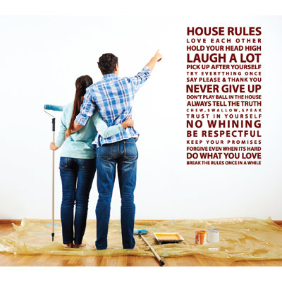 Décalcomanie murale citation "house rules"
