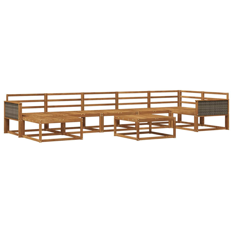  Outdoor Sofa Set 8 Pcs Solid Acacia Wood Furniture Sectional Garden, Natural/Grey