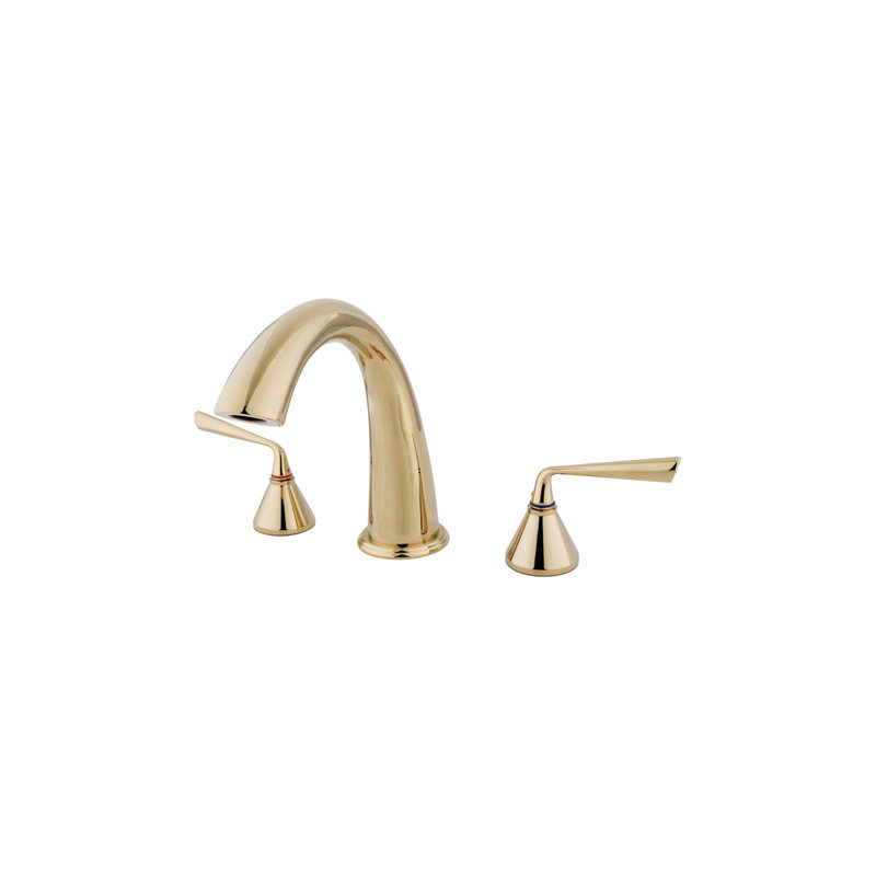 Copenhagen Double Handle Deck Mounted Roman Tub Faucet, Polished Brass