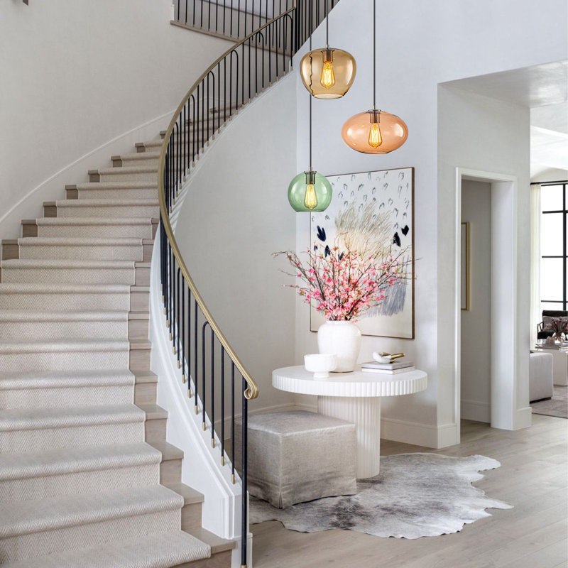  Luminaire suspendu en grappe rétro contemporain à 3 lumières avec abat-jour en verre coloré VetroMix