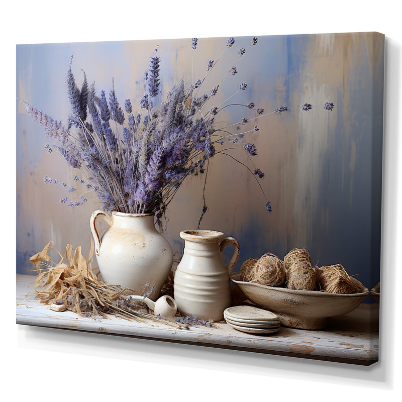 Lavande ferme nature morte, Toile tendue, H 16 po x l 32 po x P 1 po