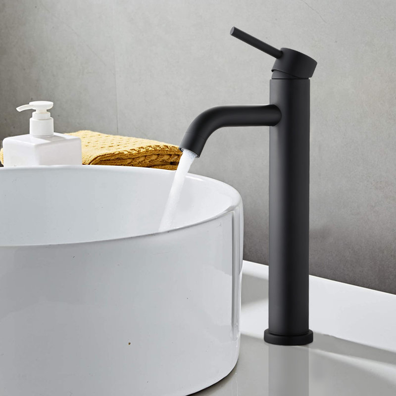 Robinets de lavabo de salle de bain Modern, robinet de meuble-lavabo noir mat en acier inoxydable