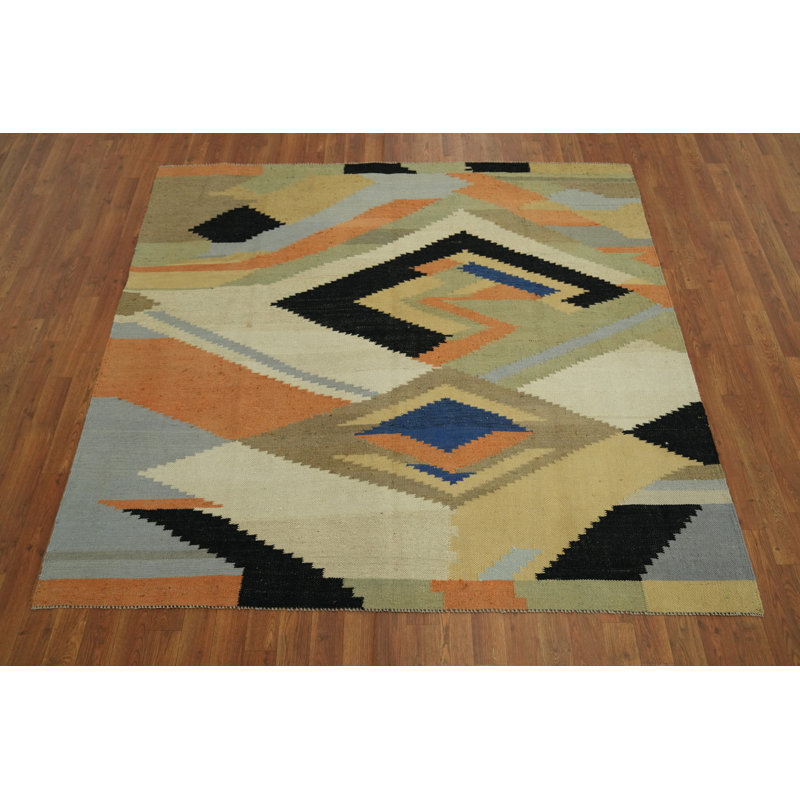 Tapis carré en laine Kilim