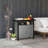 Outdoor Pool Towel Storage Cabinet Organizer, Pool Towel Holder with Shelf and Cabinet, Pool Valet with Weather-Resistant PE Rattan and Steel Frame-1008630363
