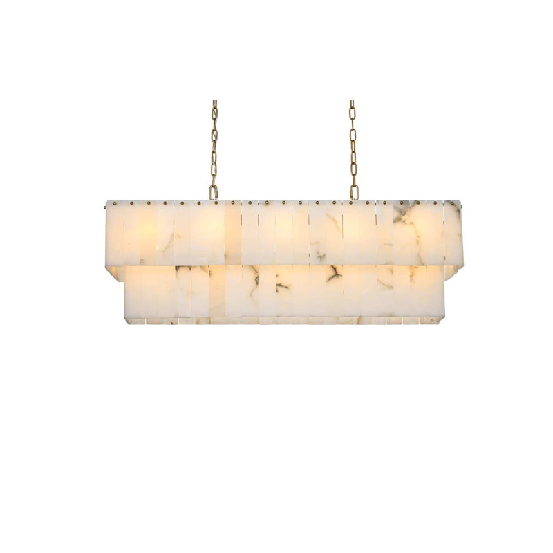 Lustre 42 po Isabellamarie, H 14 po x l 42 po x P 11 po, Or satiné, 17 lumières