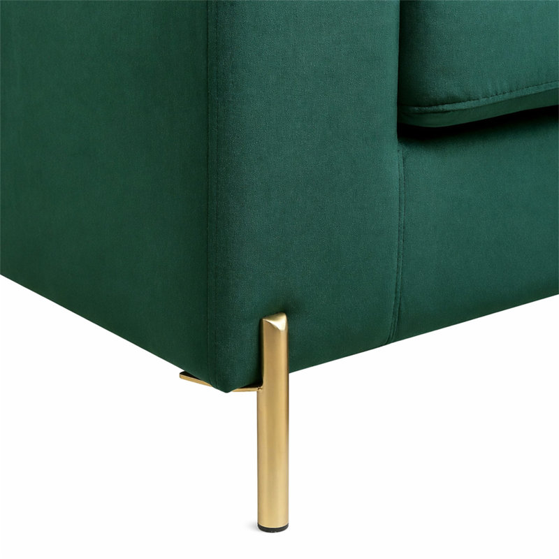 Canapé modulaire en velours avec méridienne Shannon, Vert