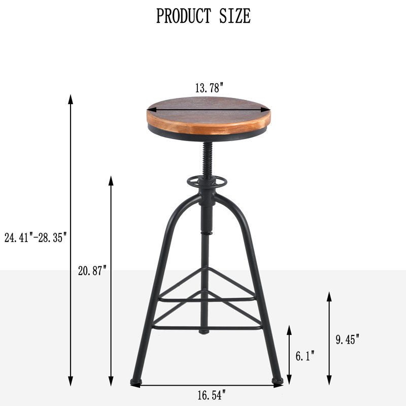 Julus Swivel Adjustable Height Counter Stool with Metal Frame