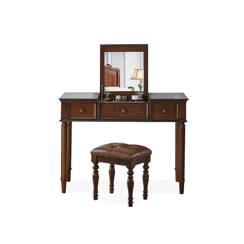 Coiffeuse de maquillage avec miroir, 5 tiroirs