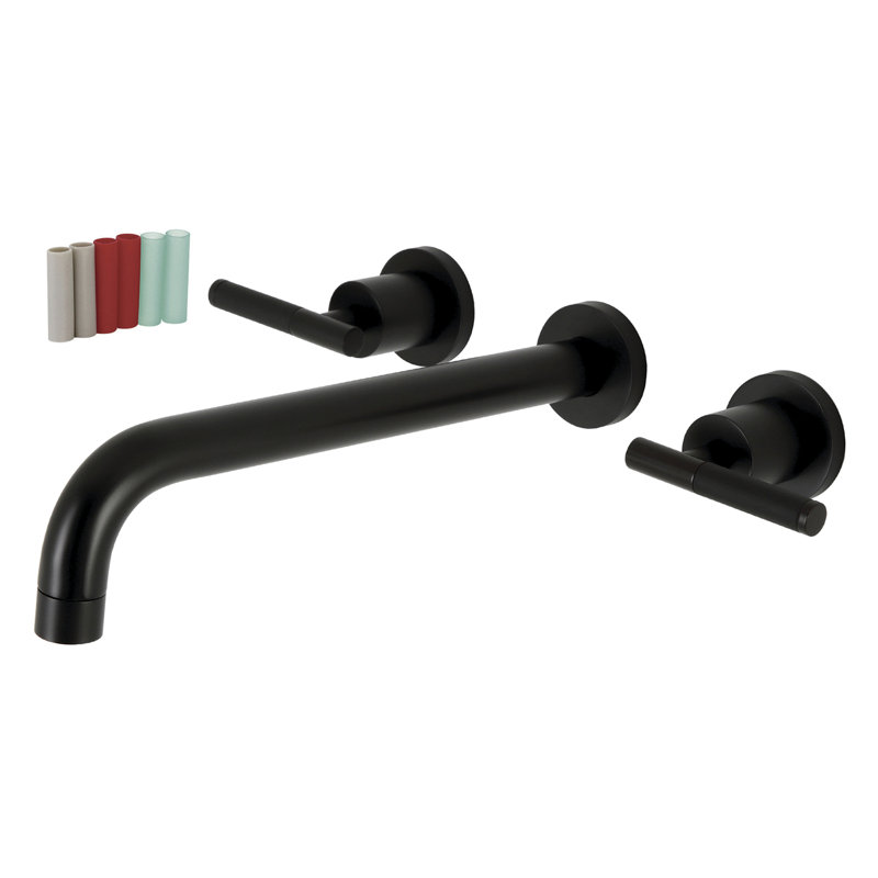 Kaiser Double Handle Wall Mounted Roman Tub Faucet, Matte Black