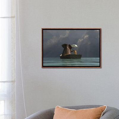 «Elephant and Dog Are Floating in a Boat II» par Mike Kyiv - Reproduction d'art graphique