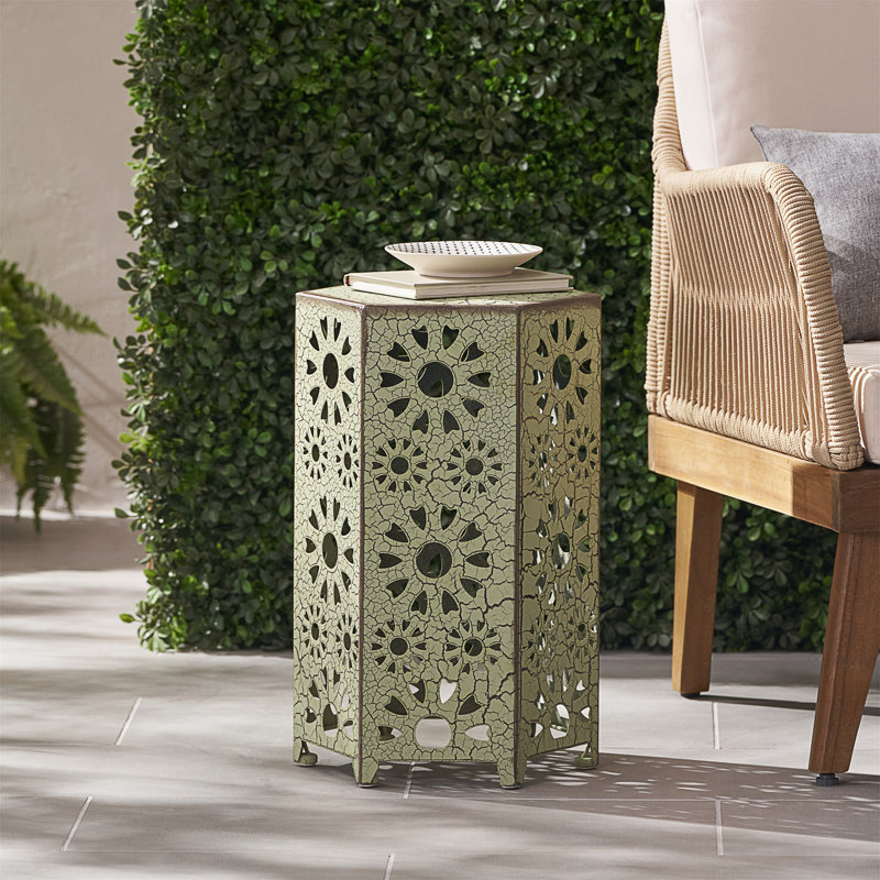 Table d'appoint en fer 12 po Sunburst, 18.5" H x 12" L x 10.5" W, Green