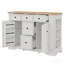 Buffet avec rangement, console de cuisine avec 5 tiroirs, 2 armoires, tablettes réglables, buffet pour la salle à manger, le salon, le vestibule (blanc)-129456500