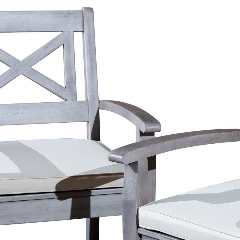Chaises de salle à manger d'extérieur avec cadre en bois massif Bréhob
