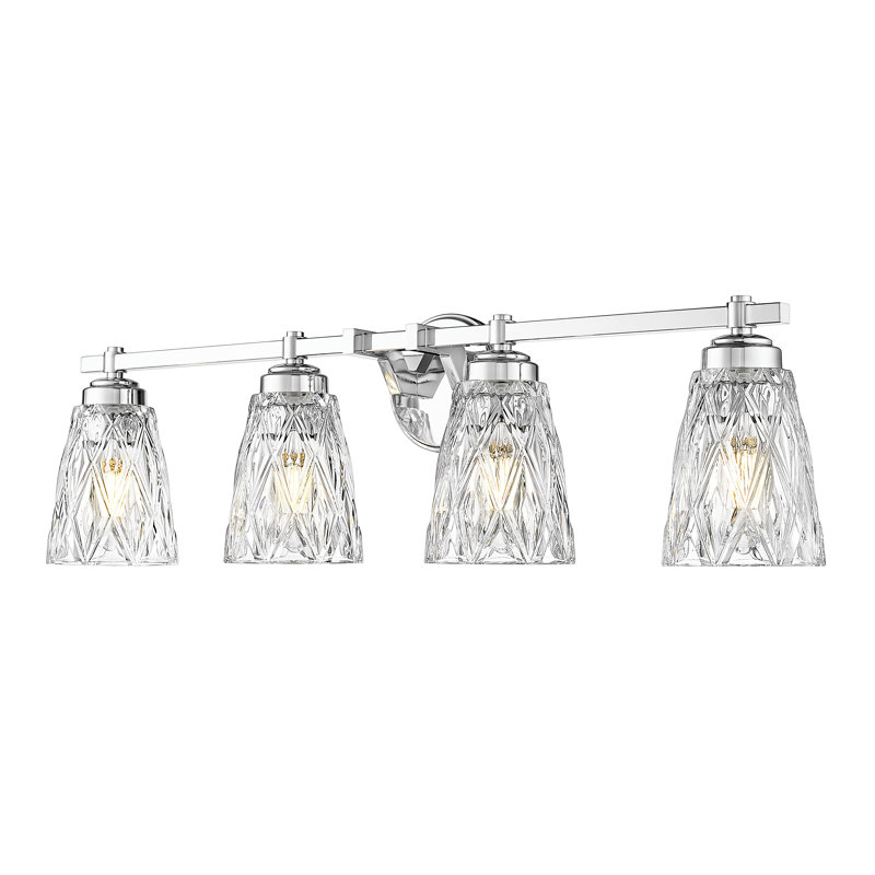 Meuble-lavabo 4 lumières Andree, H 9 po x l 32 po x P 6,25 po, Chrome chrome, Quatre lumières