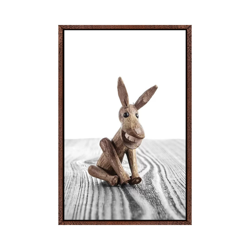 Zooline White Donkey - Print on Canvas, 66.04 cm H x 45.72 cm W, Classic Brown Wood Framed