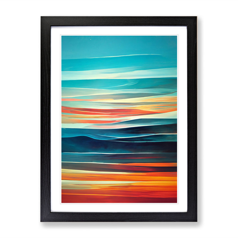 Sunset No.5 - Single Picture Frame Print, 64cm H x 46cm W x 2cm D, Black