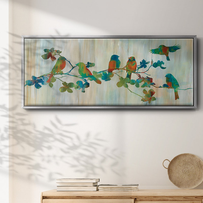 Oiseaux sur une branche - toile encadrée, H 20 po x l 50 po