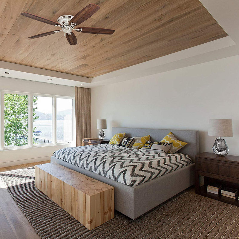 Brushed Nickel 52'' Ceiling Fan with Oak Blades