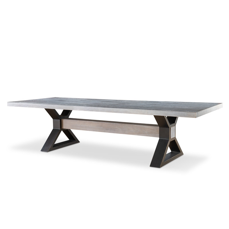 Open Sky Solid Oak Dining Table, Gray, 30" H x 120" L x 46" W