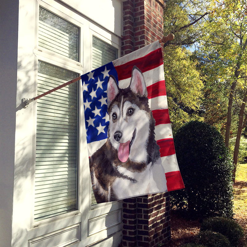 Drapeau de maison en polyester à 2 côtés Shahnur, Husky sibérien brun