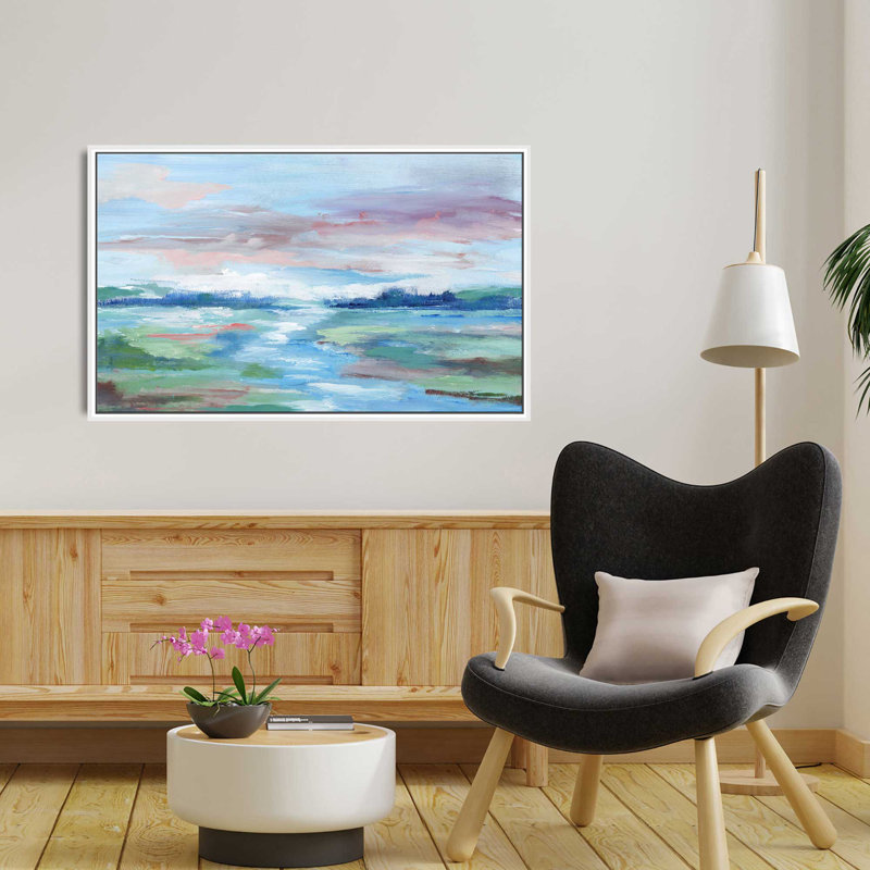 Champ de rêves - Peinture, L 63,5 po x H 39,5 po, Cadre blanc