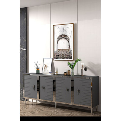Adams Modern Anthracite Console Table, 71.0 x 29.5 x 12.6 inches | 100% Melamine Coated Particle Board, Thickness: 0.7 inches | Features Numerous Shelves, Wall-Mountable Design, Sleek Industrial Style for Home or Office