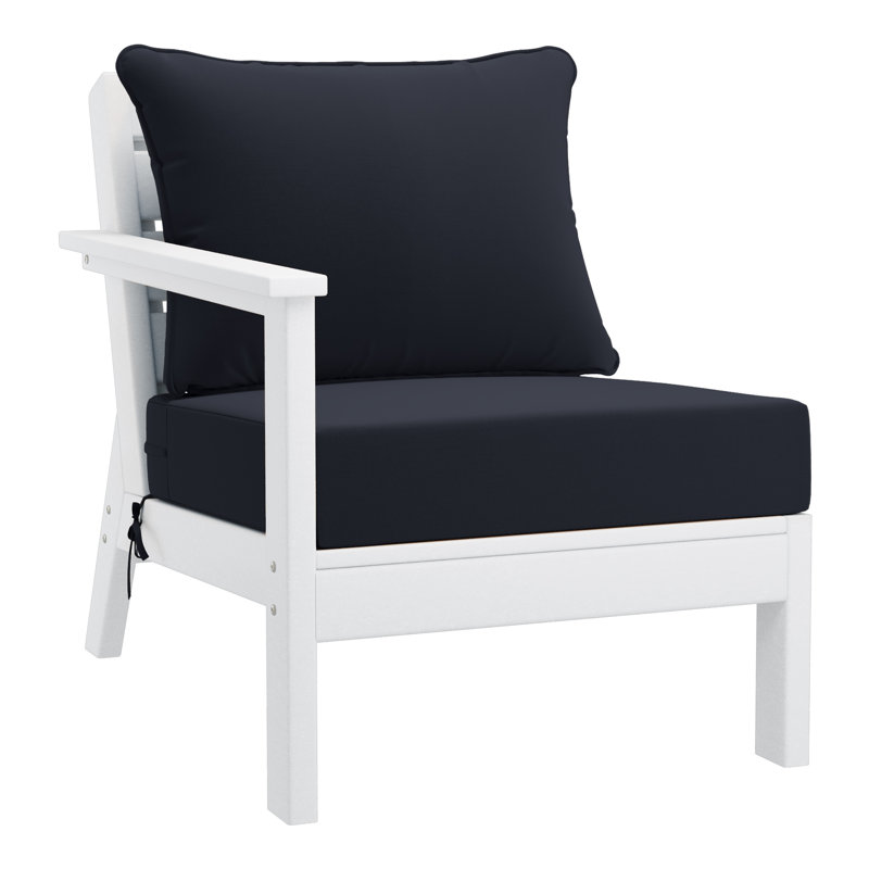 Ensemble de conversation à assise profonde 6 pièces, Blanc / Blanc, Navy Blue