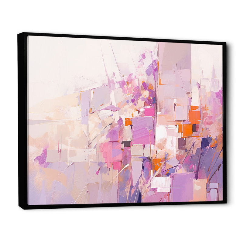 Rose et mauve, ombres abstraites - formes abstraites, art mural, salon, Cadre flottant noir, H 30 po x l 40 po x P 1,5 po