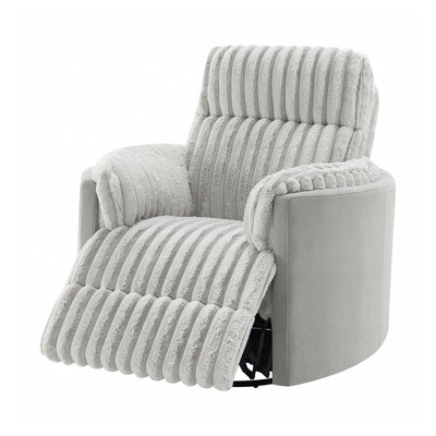 Corduroy Fabric Upholstered Glider Recliner With Swivel Design In Gray