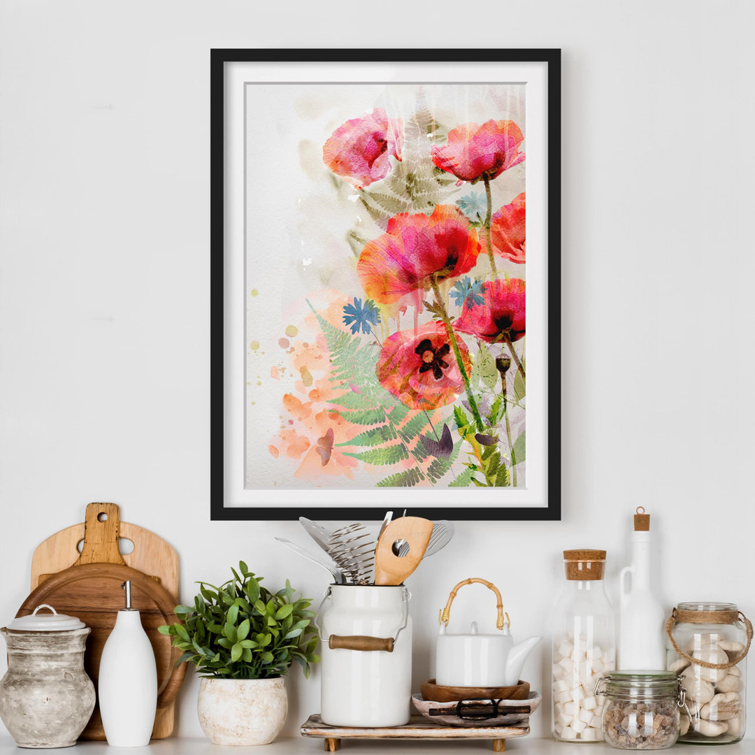 Gerahmter Kunstdruck Poppies Watercolour