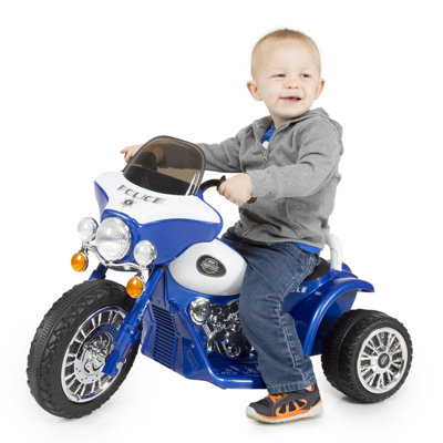 Kids Motorcycle - 3-Wheel Ride on Toy with Police Decals, Reverse, and Headlights - 6V Electric Motorcycle for Kids Ages 3 to 6 by Lil' Rider (Blue)