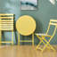 3 bistro de patio pliable - table et chaises en métal jaune pour l'extérieur