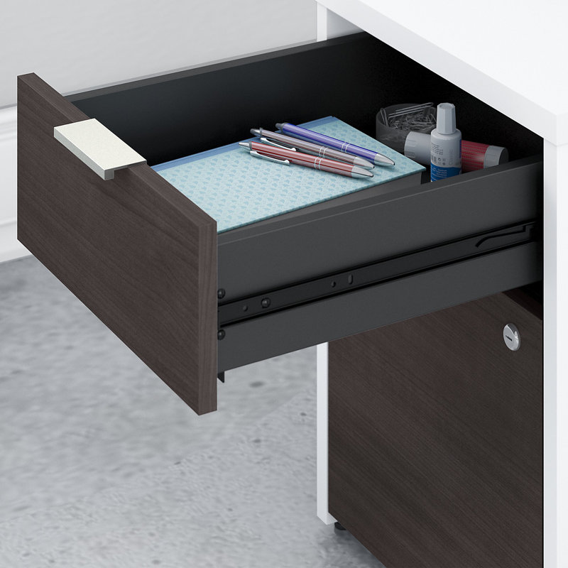 Bureau Jamestown, H 29,65 po x l 71,02 po x P 23,66 po, Blanc / Gris orage